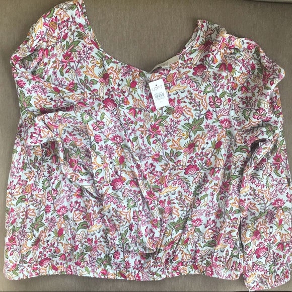 LOFT Jungle Wrap Back Cropped Top - Picture 7 of 9